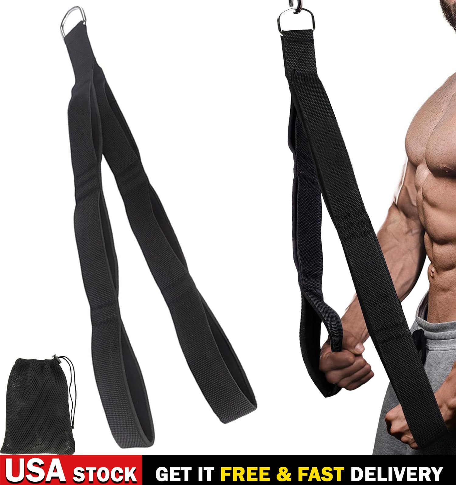Tricep Rope Cable Attachment Pull Down Facepull Strength Arm Training Straps Gym