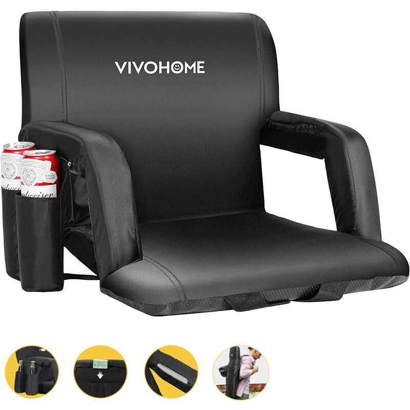 Wide Stadium Seat for Bleachers Reclining Padded Chair Back Support Portable