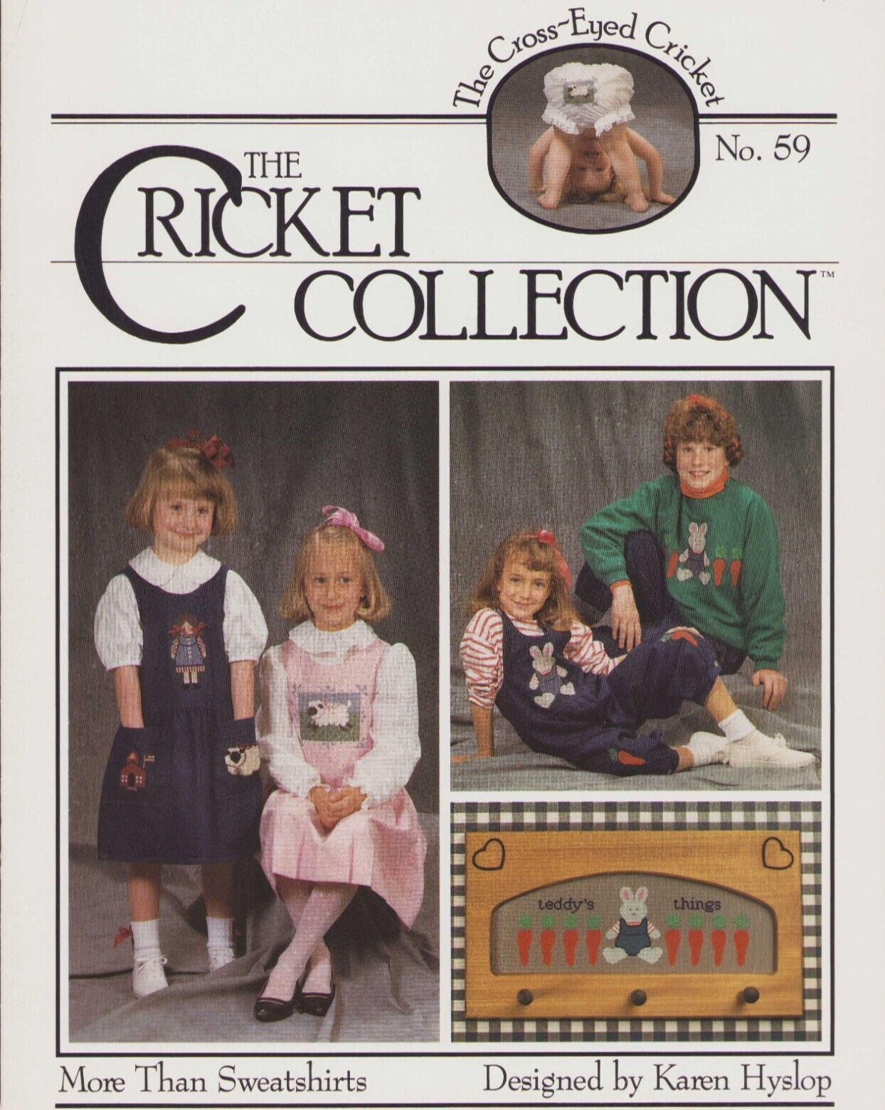 Cross Stitch Cricket Collection # 59 Rabbits Sheep Dolls Carrots Needlework OOP