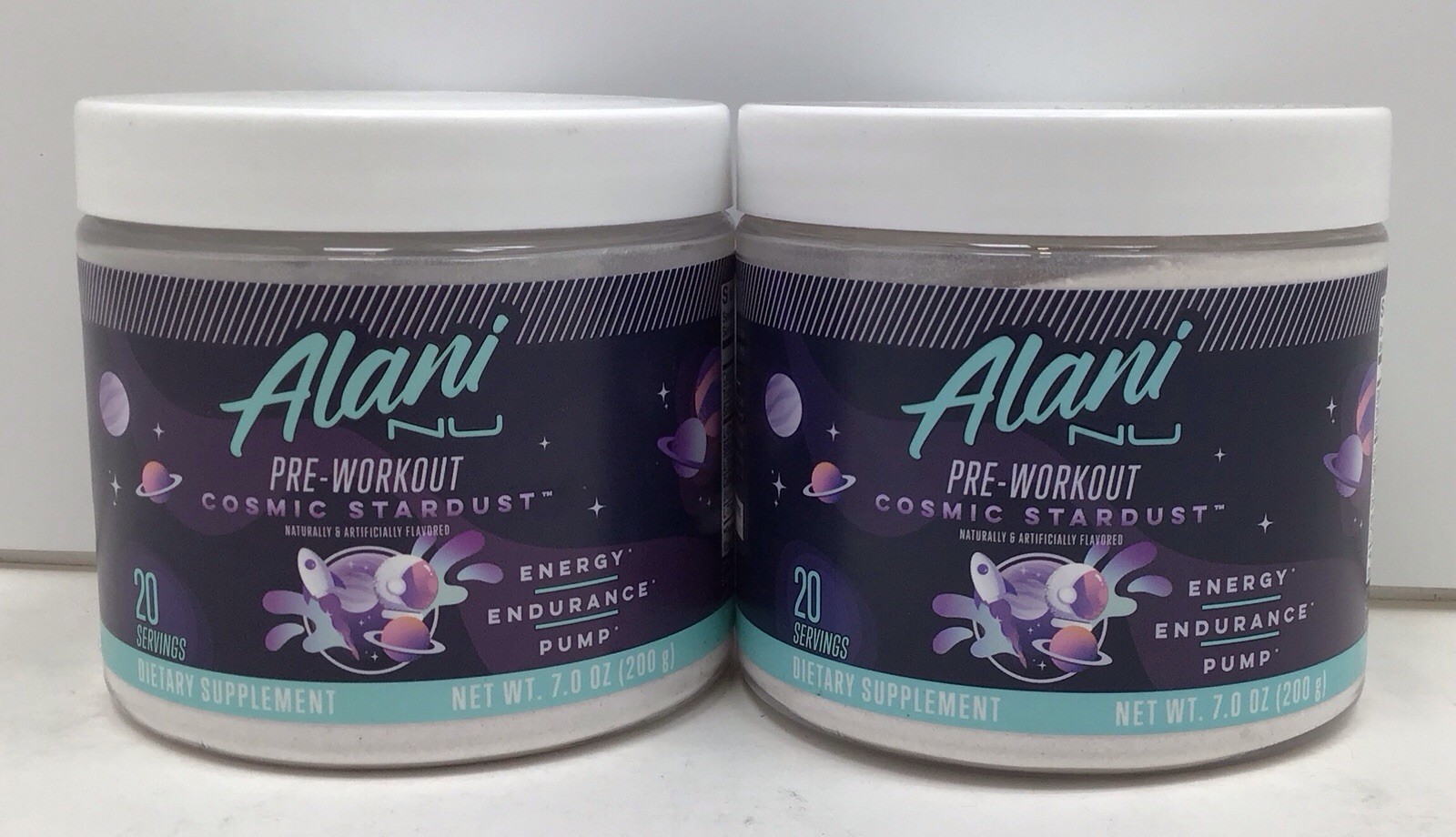 2X ALANI NU PRE-WORKOUT COSMIC STARDUST 20 SERVINGS EACH EXP 08/2026+ SEALED