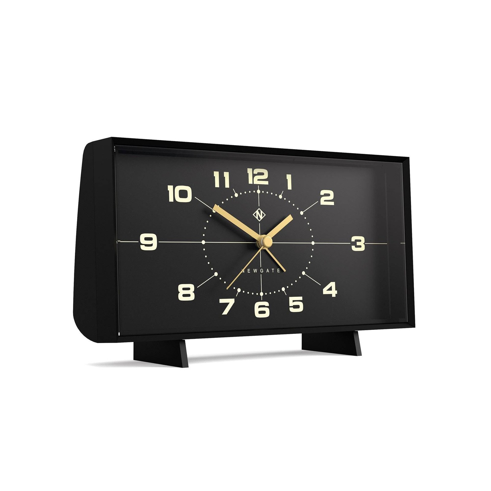 NEWGATE® Wideboy Alarm Clock | Rectangular Retro Design | cm, Matt Black