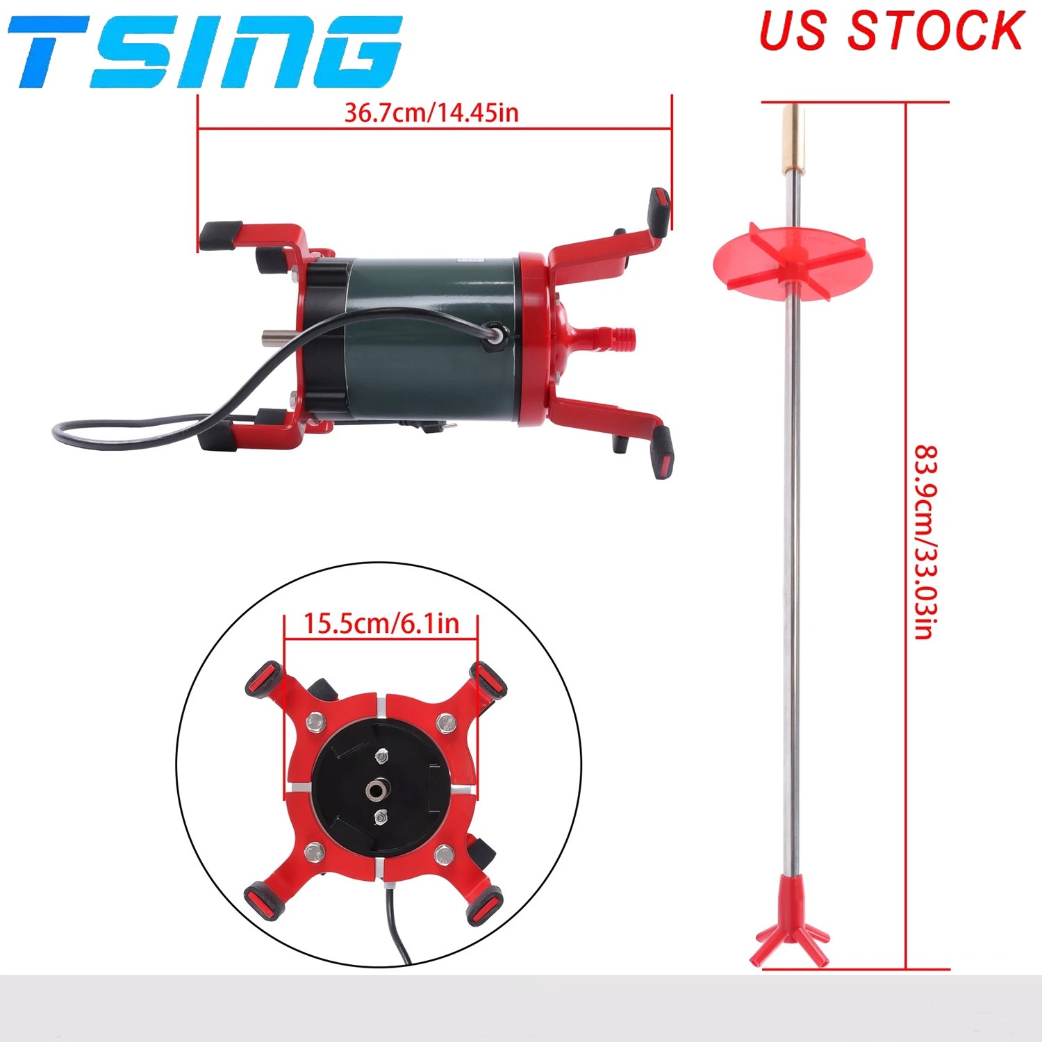 With 12" Brackets Kit Septic Tank Shaft Aerator Air Pump Fit For Septic Aerator