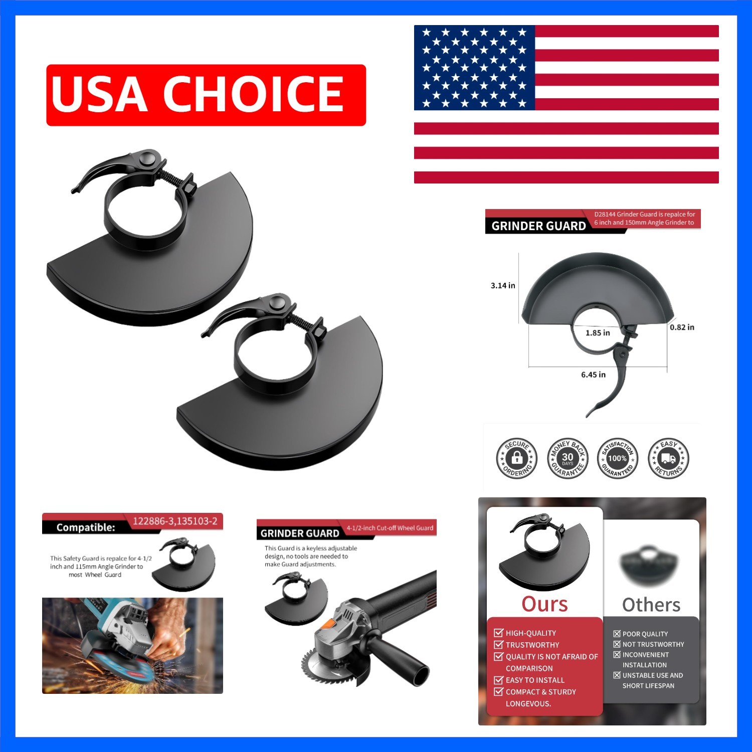 2 Pack 397661-01 6.5" Angle Grinder Guard for 6" 5" 4-1/2" 4" for most Angle ...