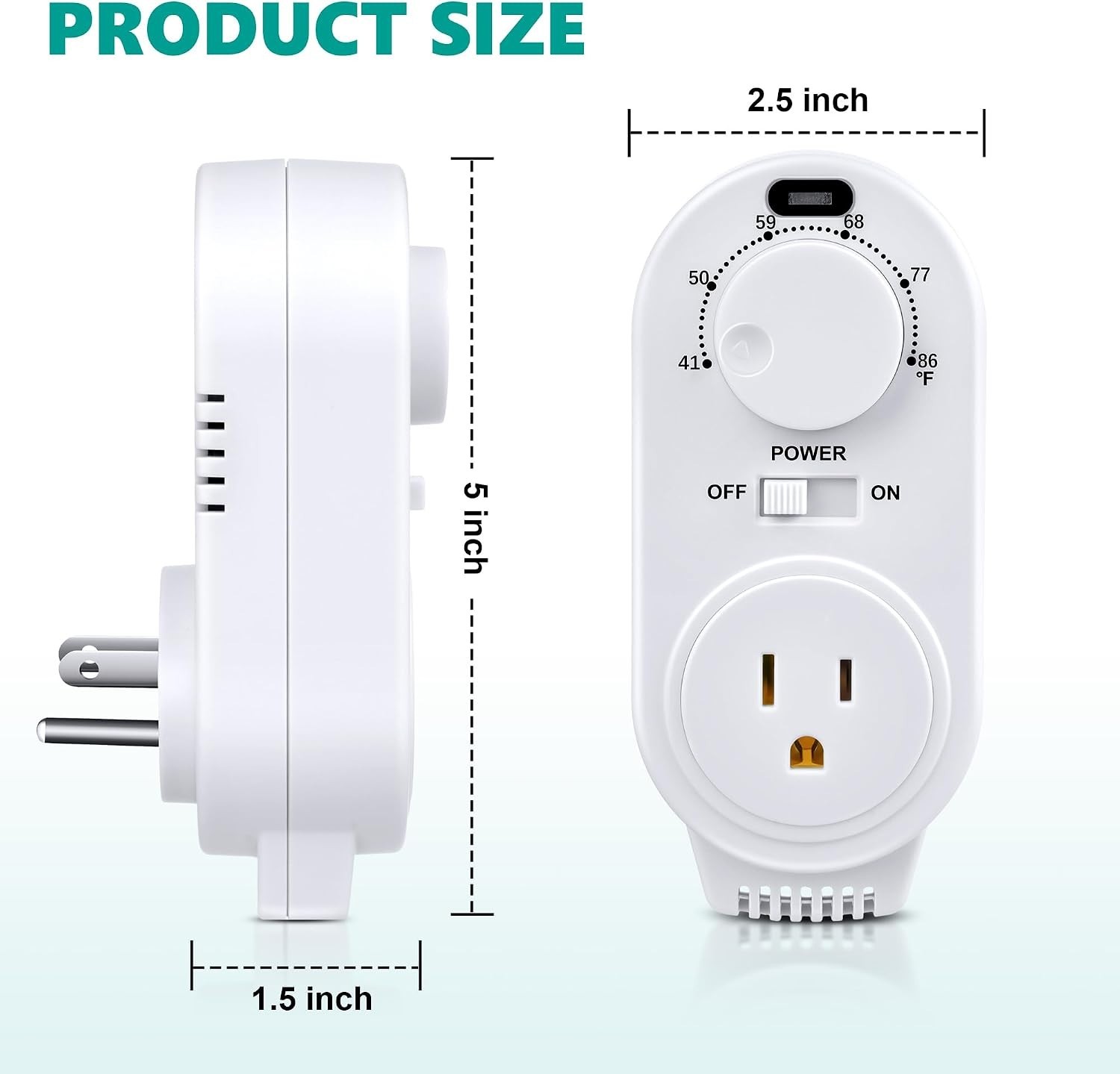 Gulfmew 2 Pack Adjustable Thermostat Plug In Heating Cooling Outlet White