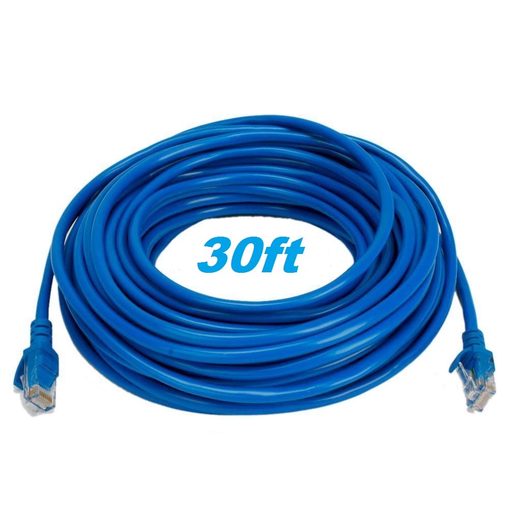 30FT 30' FT RJ45 CAT6 CAT 6 PATCH ETHERNET LAN NETWORK BLUE CABLE