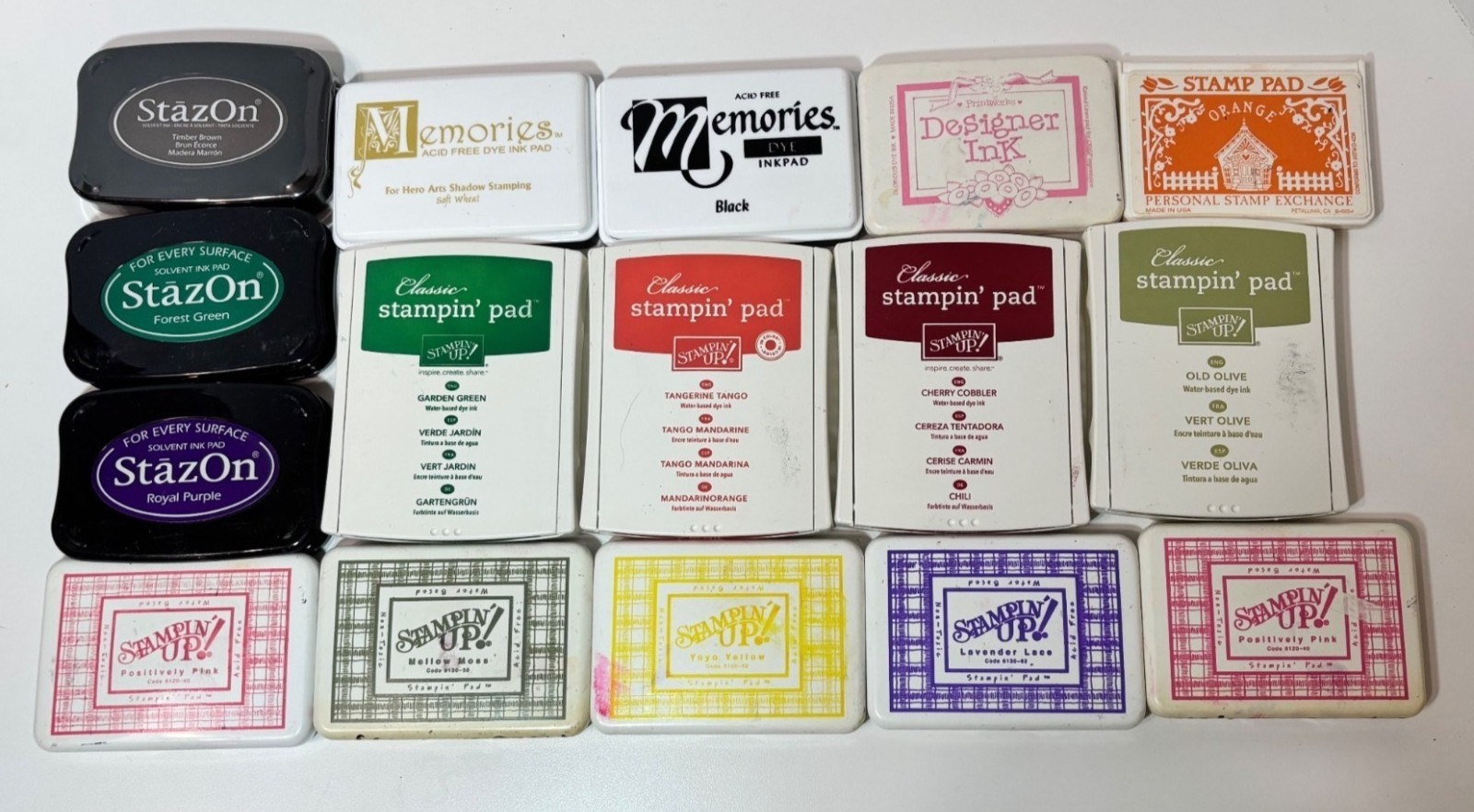 Craft Ink Pads 16 Colors & Brands Including Stampin Up! StazOn Memories Designer