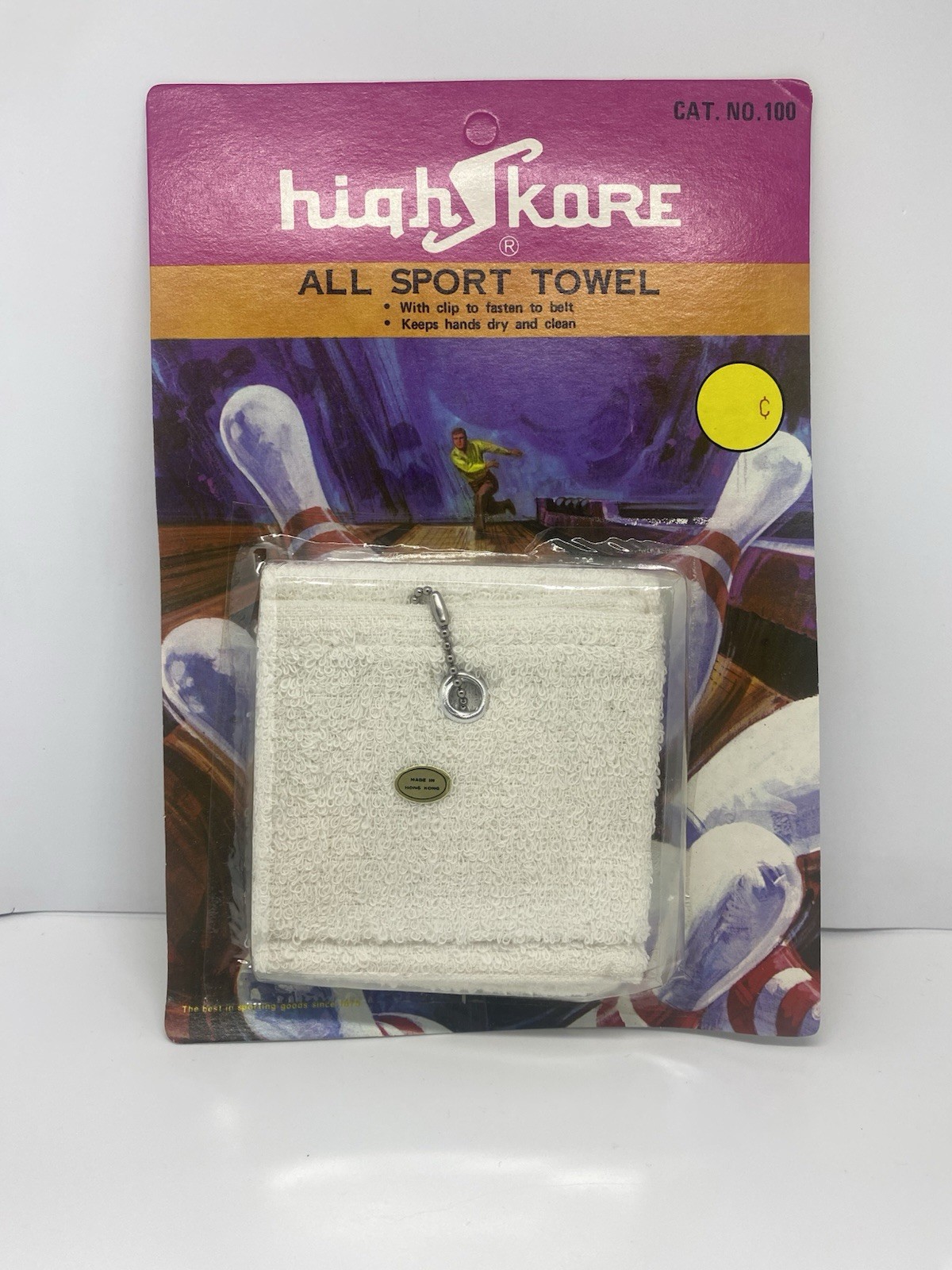 4 Pack Bowling Towels 10x18 Tri-Fold With Chain All White Cotton Free Shipping