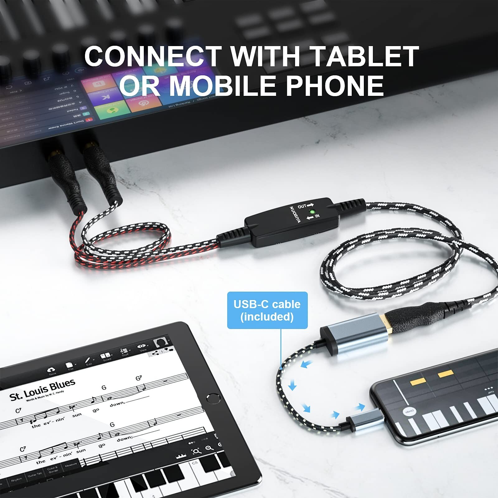 USB to MIDI Cable 6.5Ft, USB MIDI Interface Adapter,MIDI to USB Cable Convert...