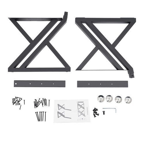 2PCS Bench Legs Z-Shaped Bench Legs with Backrest Bracket Bench Legs Black
