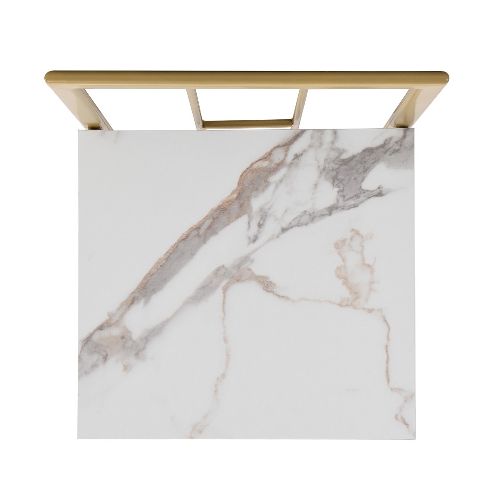 Modern 7-Piece Dining Table Set with Faux Marble Compact 55Inch Kitchen