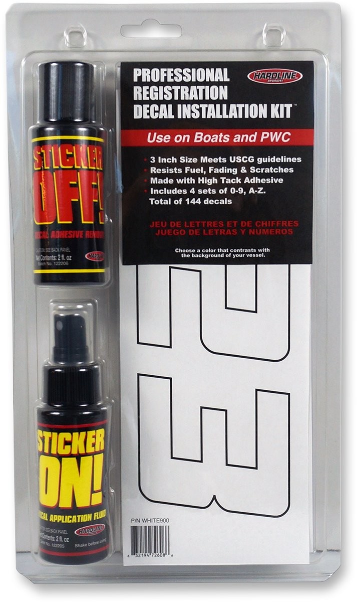 Hardline 3" White Registration Decal Installation Kit (WHITE900)
