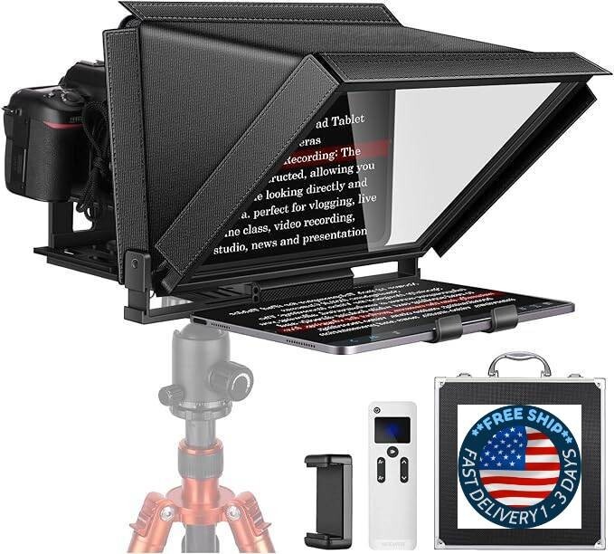 Teleprompter de Aluminio X12 con Control Remoto RT-110. neuvo. 2024.