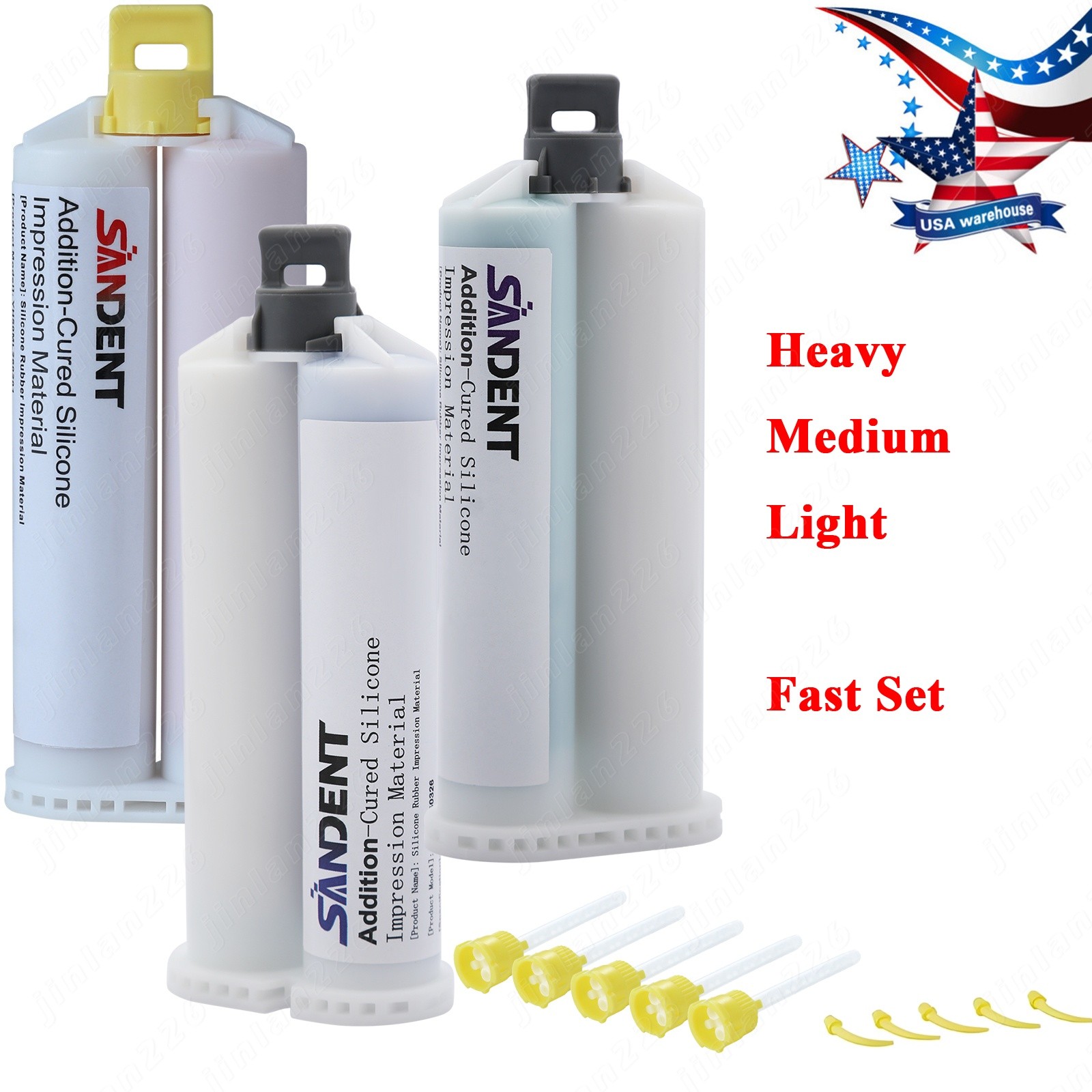 Dental Impression Material VPS Heavy Medium Light Body Fast Set 5 Tips PVS