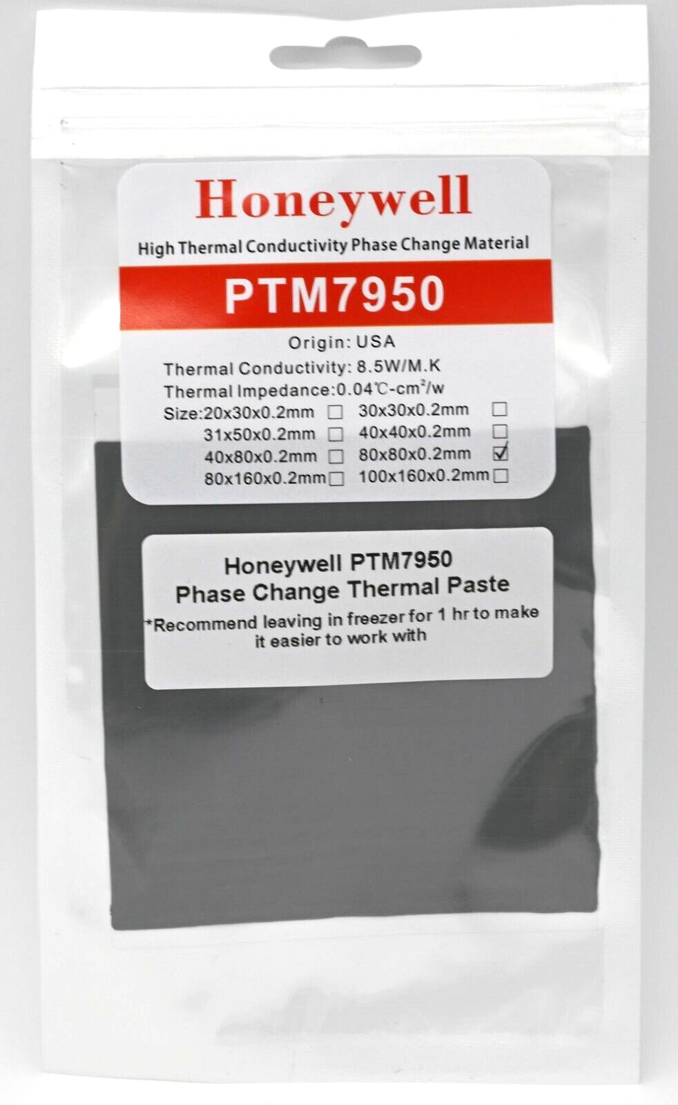 Honeywell PTM7950 80x80mm Phase Change Thermal Paste Laptop CPU Graphics