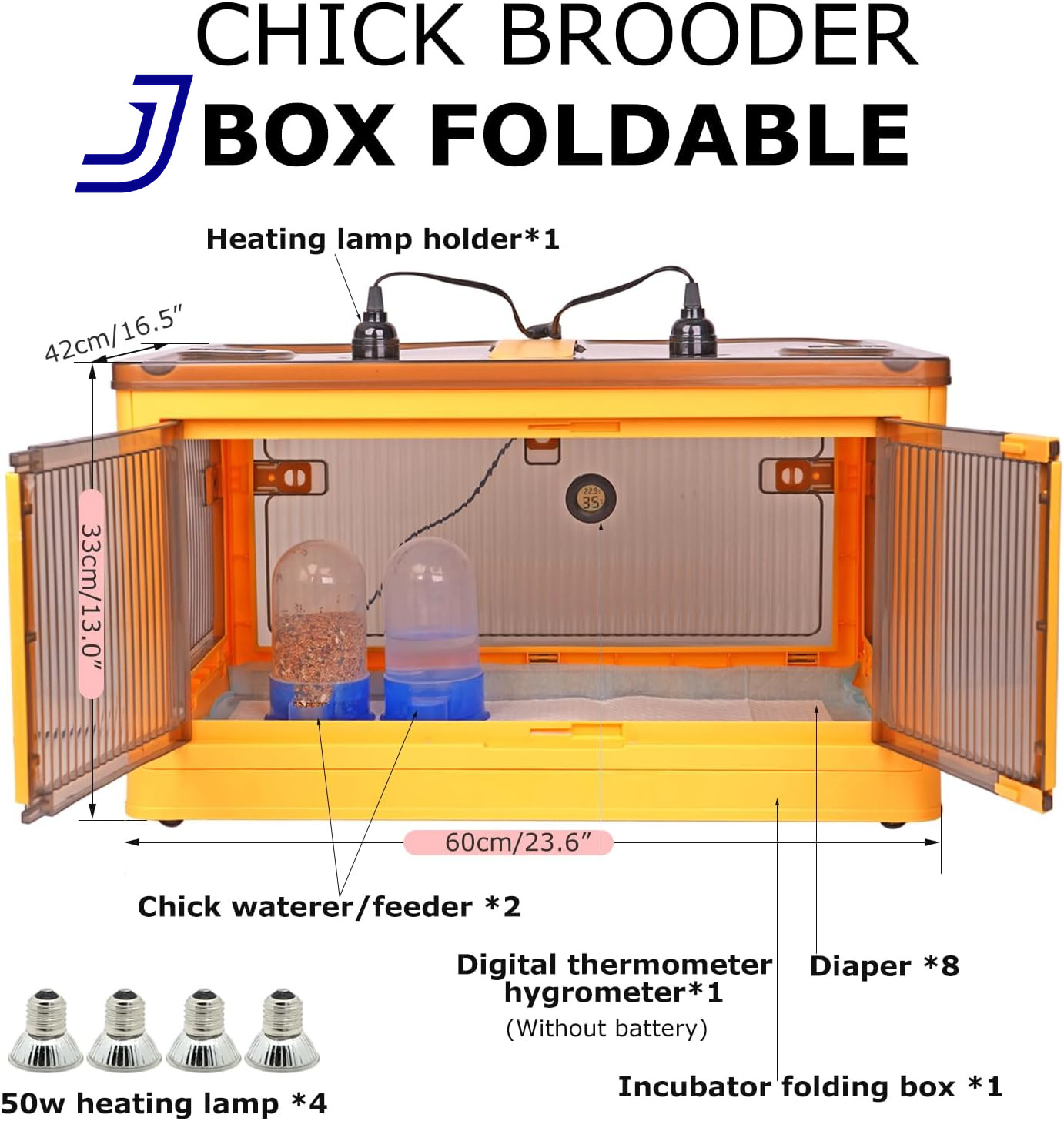 Chicken Brooder Box for Chicks Brooder Heater Chicks w/ Thermometer for 20 Ducks