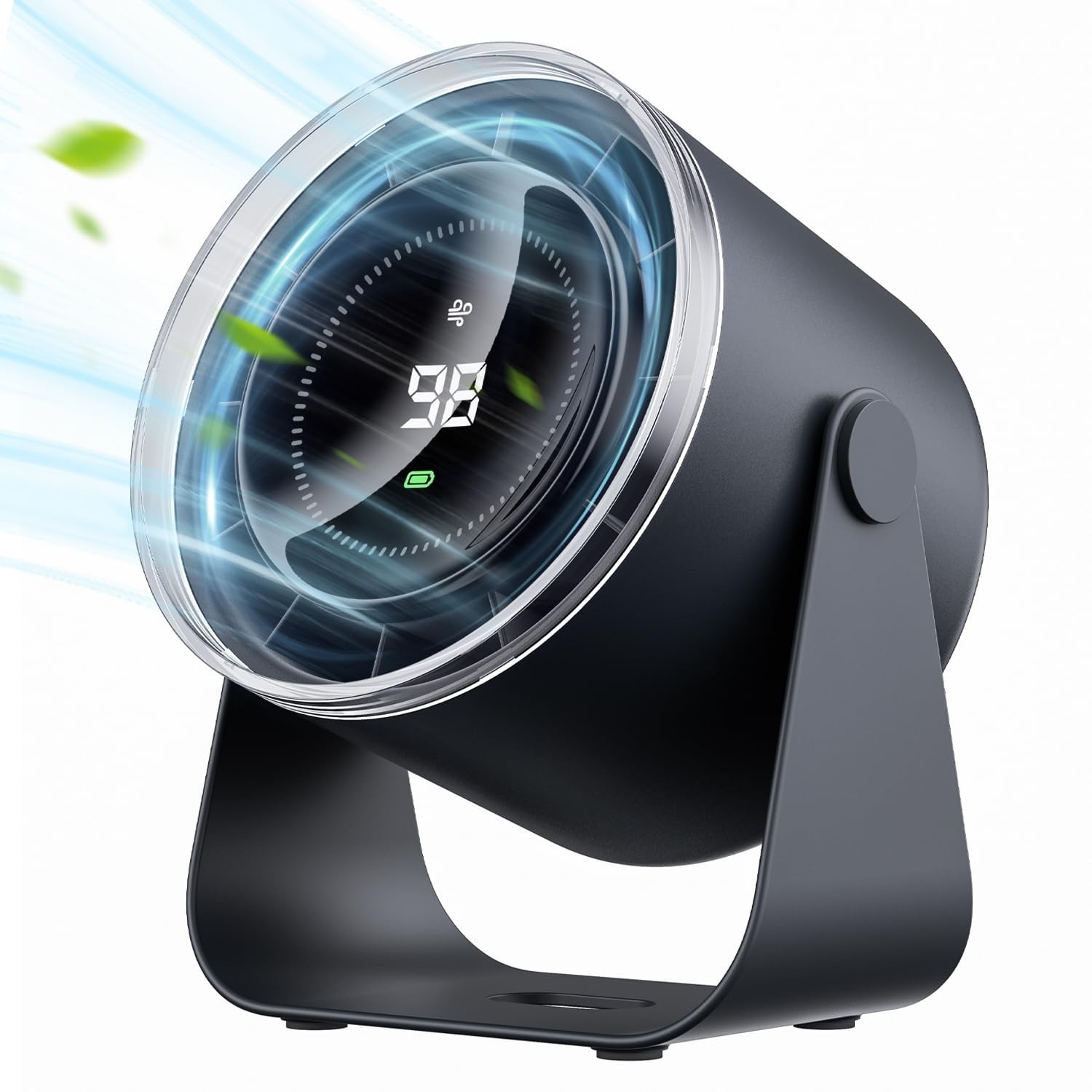 WSKEN Desk Fan with Battery Operated, Quiet Digital Display Portable Fan for ...