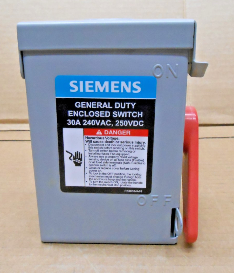 NEW SIEMENS GNF221A GENERAL DUTY SAFETY SWITCH 30 AMP 2 POLE 240VAC (3 AVAIL)