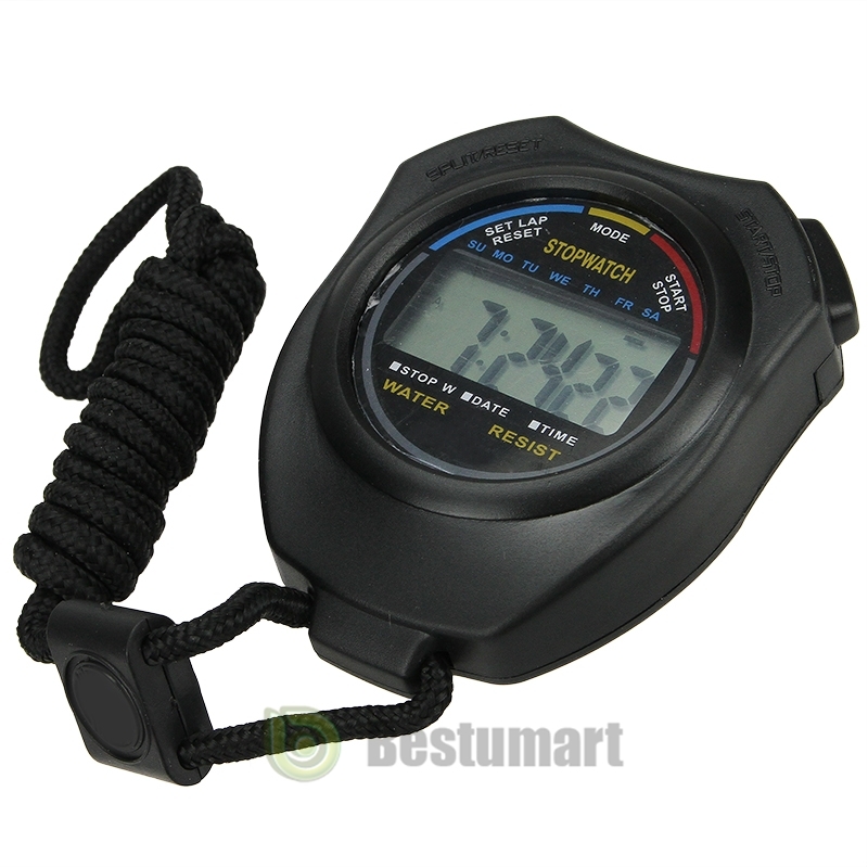 1~10x Multi-Function Digital Sports Stopwatch Timer Large Display Odometer Watch