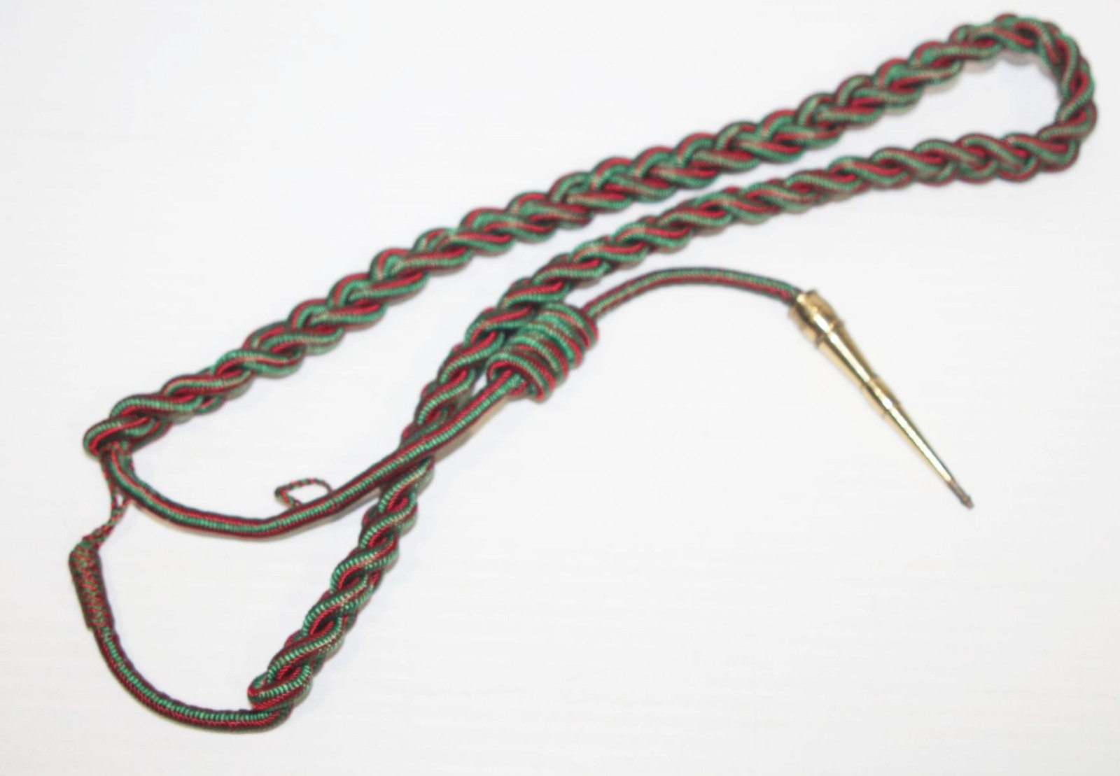 Vintage WWII US Army French Fourragere Shoulder Cord Award Green & Red + Plummet