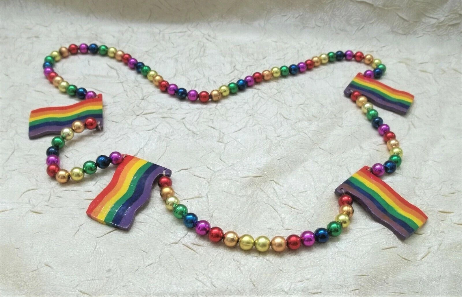 Rainbow Flags Mardi Gras Beads Pride