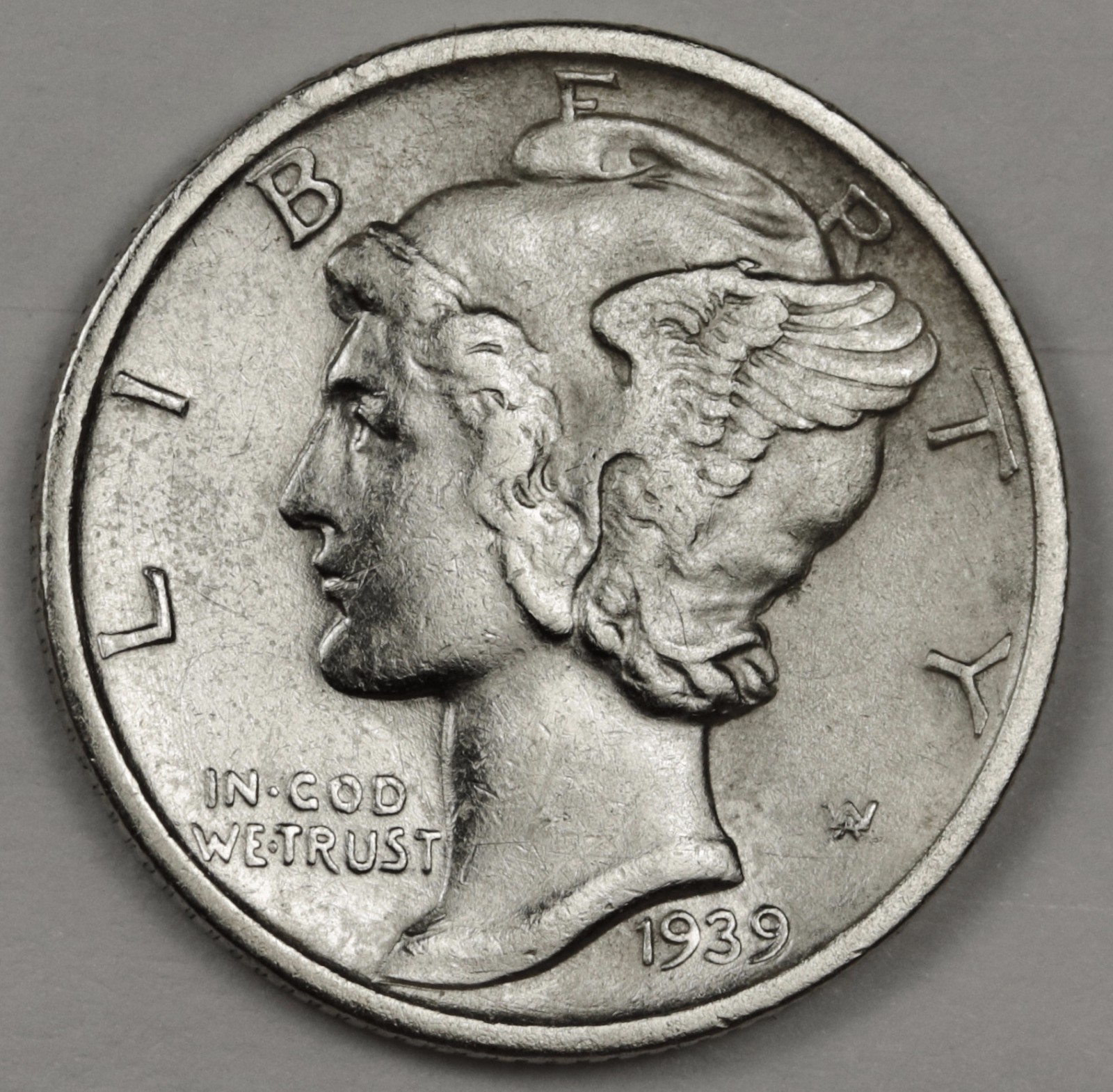 1939-d Mercury Dime.  A.U.  119018 (Inventory G)