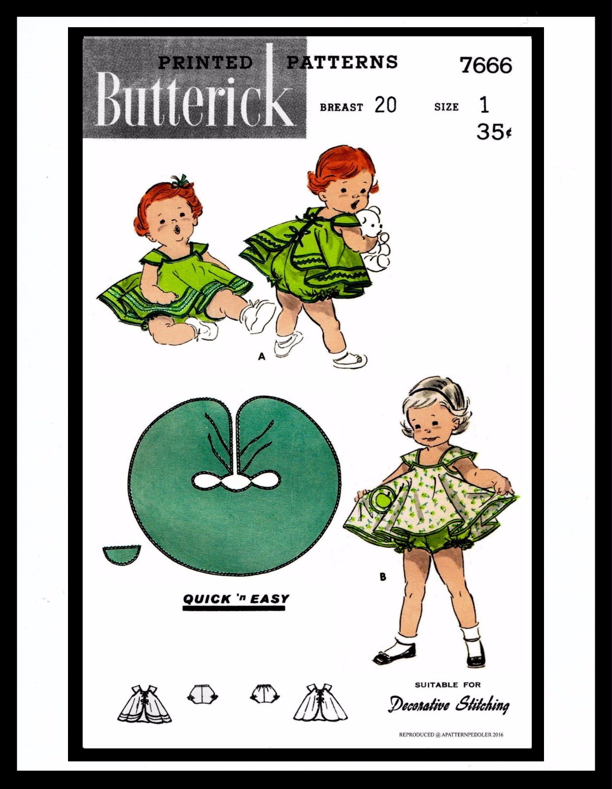 BUTTERICK 7666 PATTERN Baby Dress Frock Sundress Sunsuit pick 6mth & 1 & 2 & 3