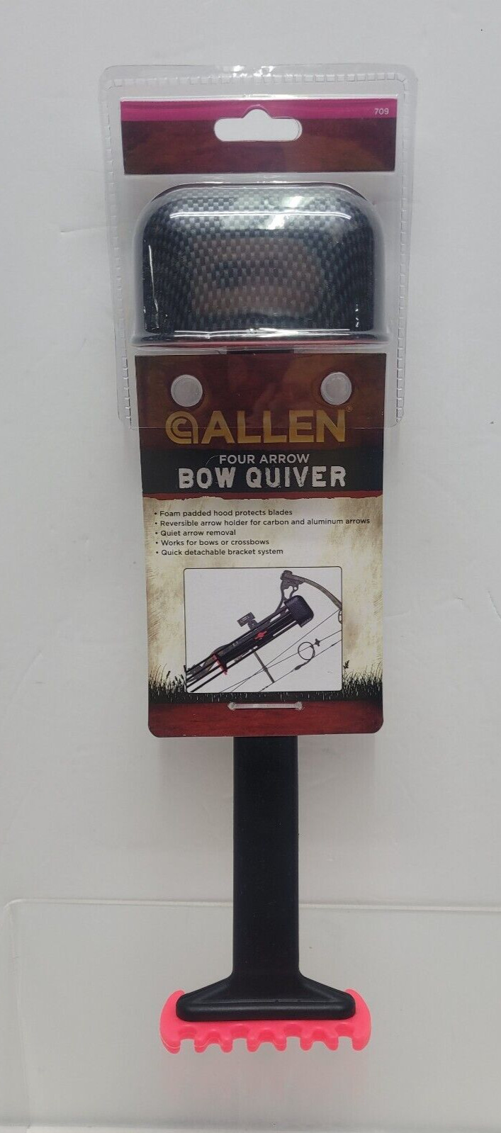 ALLEN 709 FOUR ARROW BOW QUIVER WITH PADDED HOOD PINK, GIRLS/WOMENS HUNTING, NEW