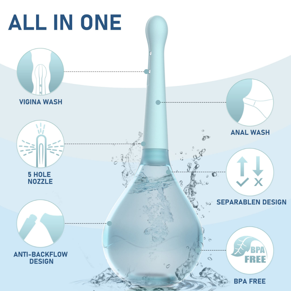 2024 Updated Anal Vaginal Bulb Douche with Back-Flow Prevention Enema Cleaner
