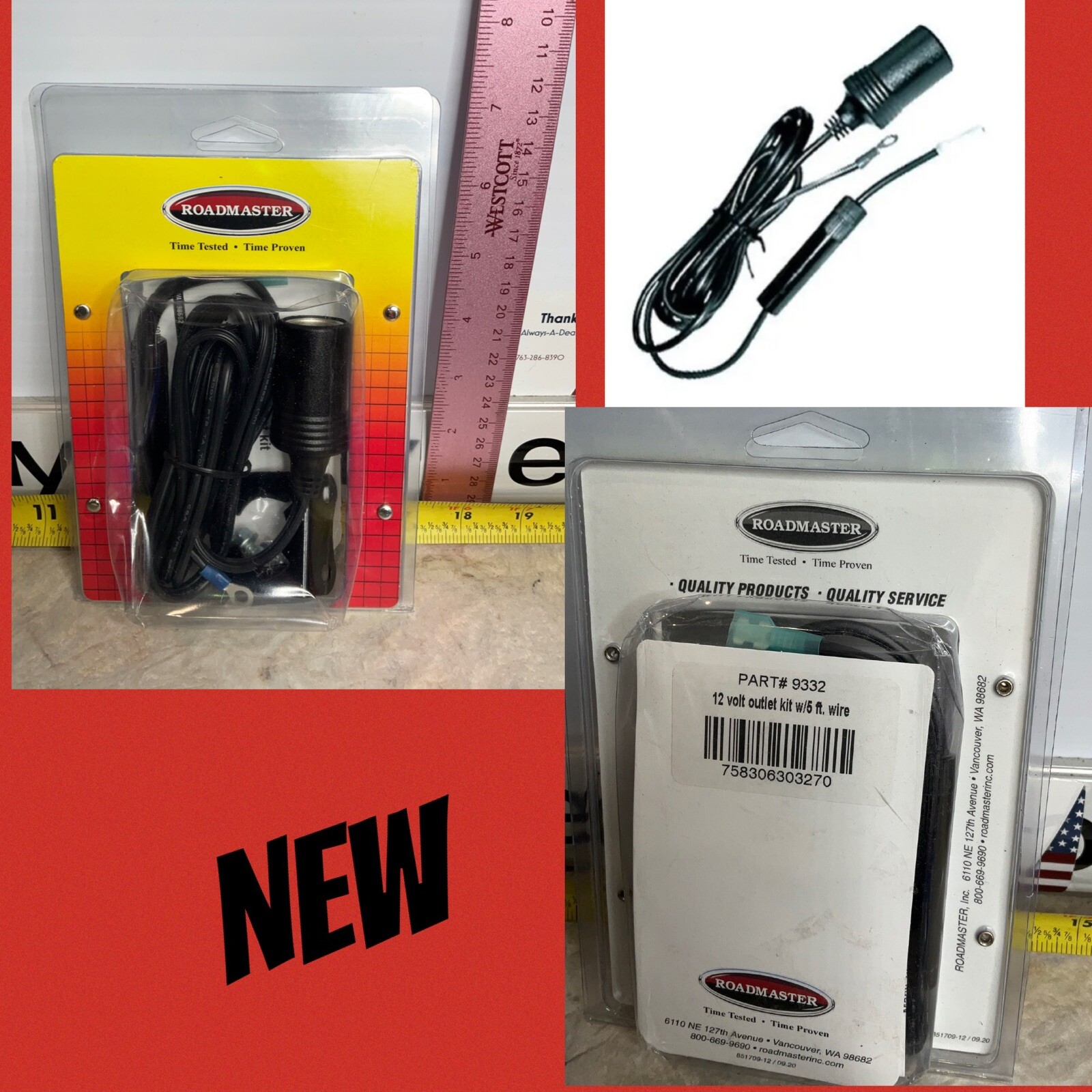 Roadmaster 9332 12 Volt Outlet Kit W 5 Ft Wire 20 amps New Free Shipping