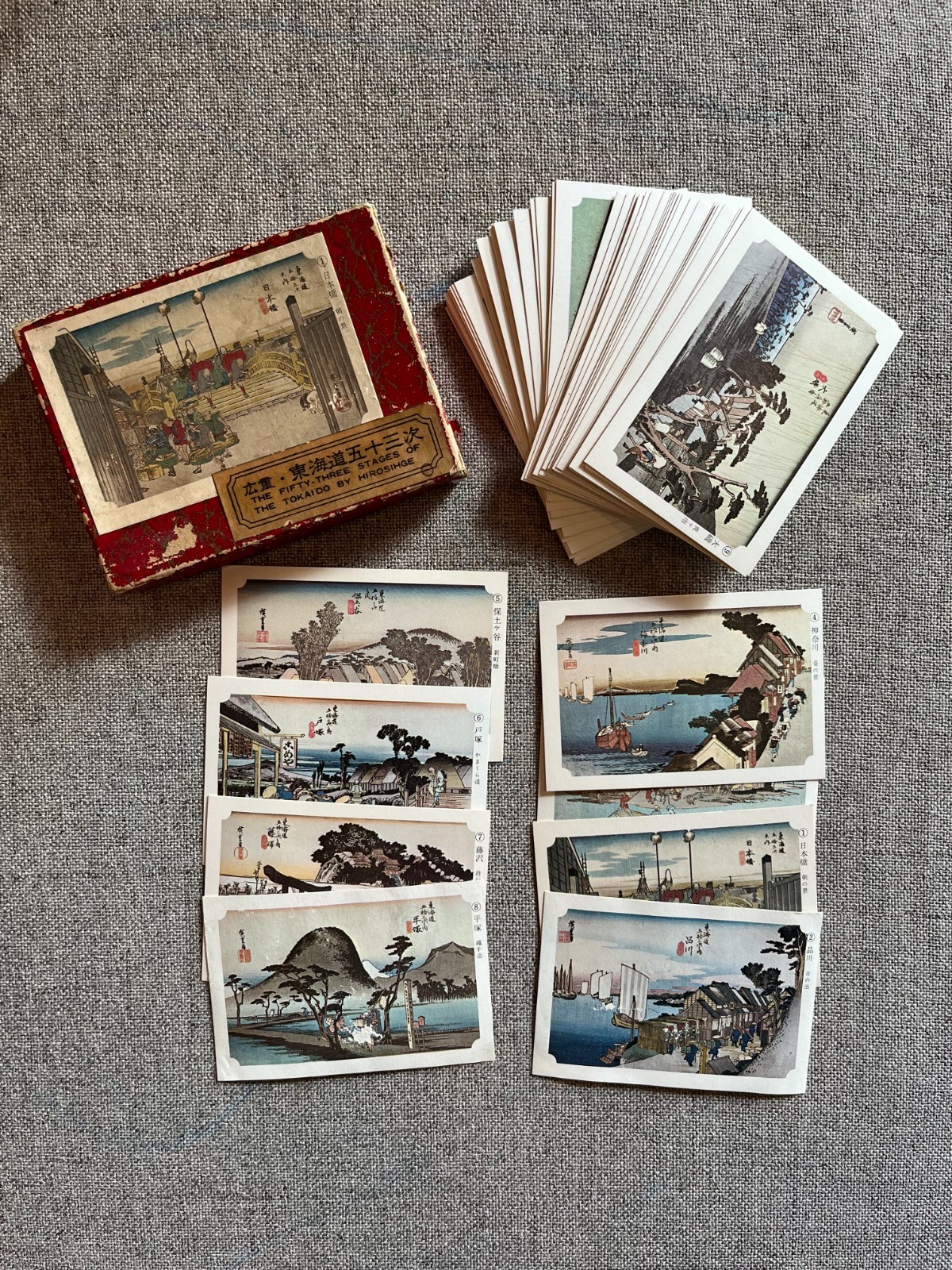 Vintage The 53 Stages Of The Tokaido By Hirosihge Cards Japan Woodblock 55 Cards