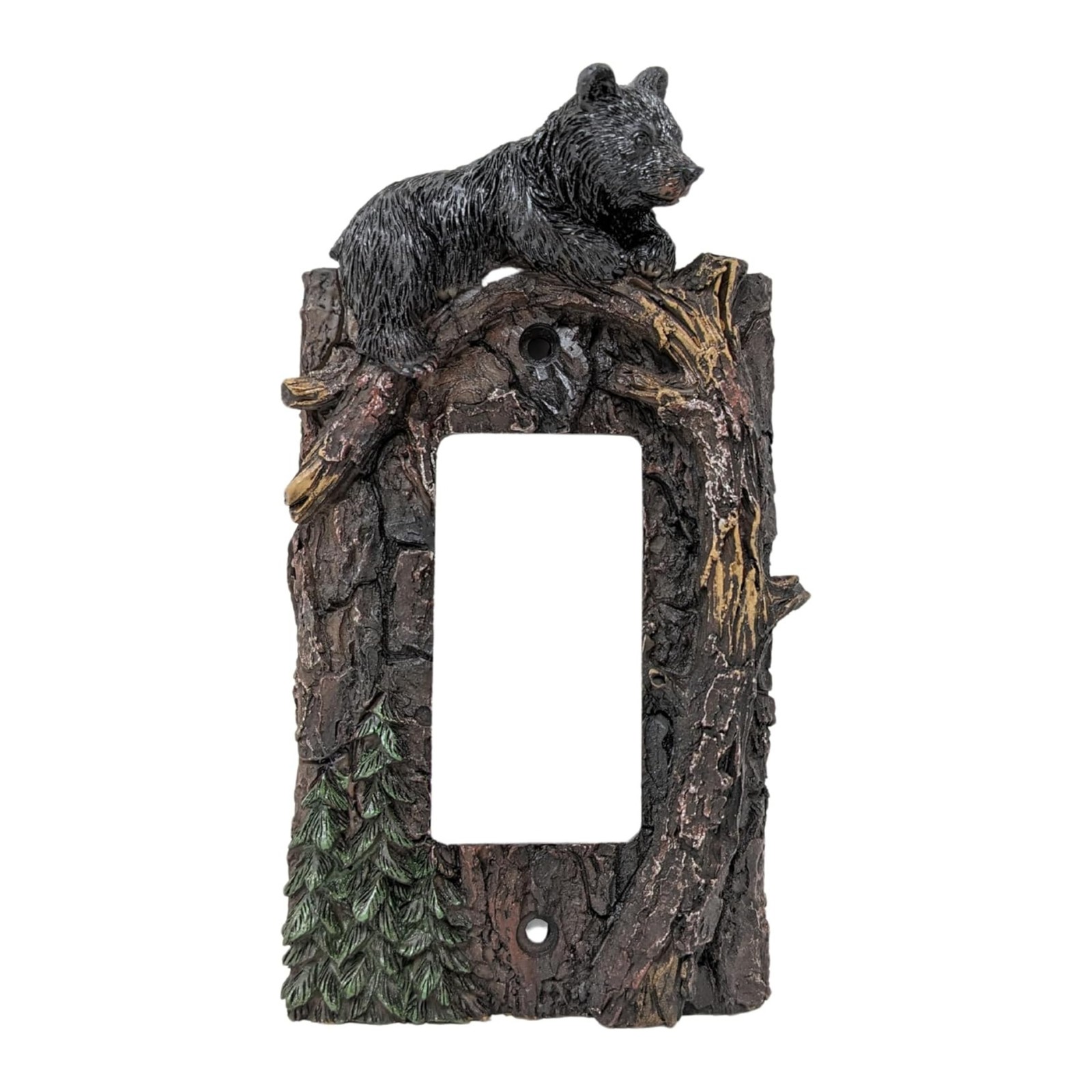 Wall Plate Cover in Black Bear Climibing on Tree Branch Design