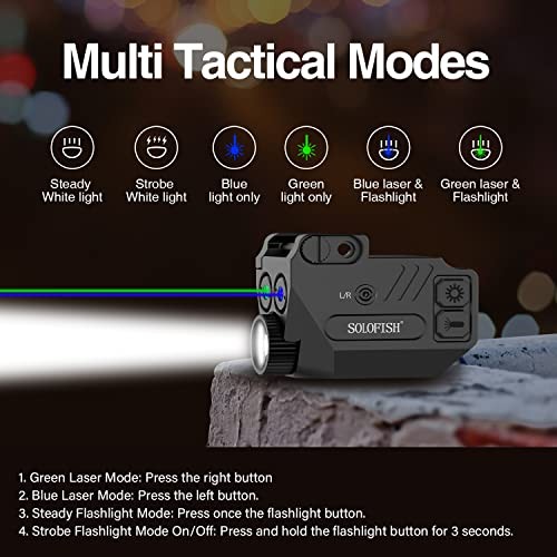500 Lumens Tactical Flashlight Laser Light Combo for Glock 19 with Strobe Functi