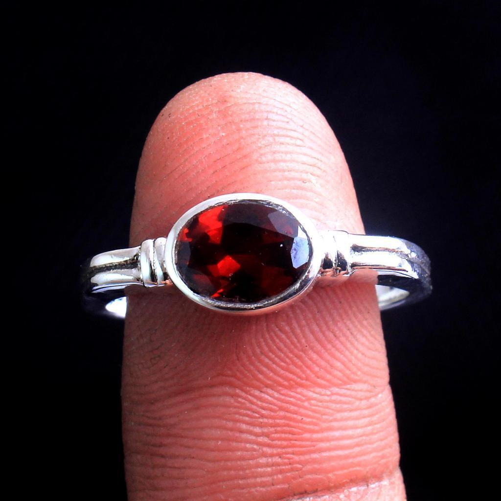 Handmade Bohemian Garnet Statement Ring 925 Sterling Silver Ring All Size SR184