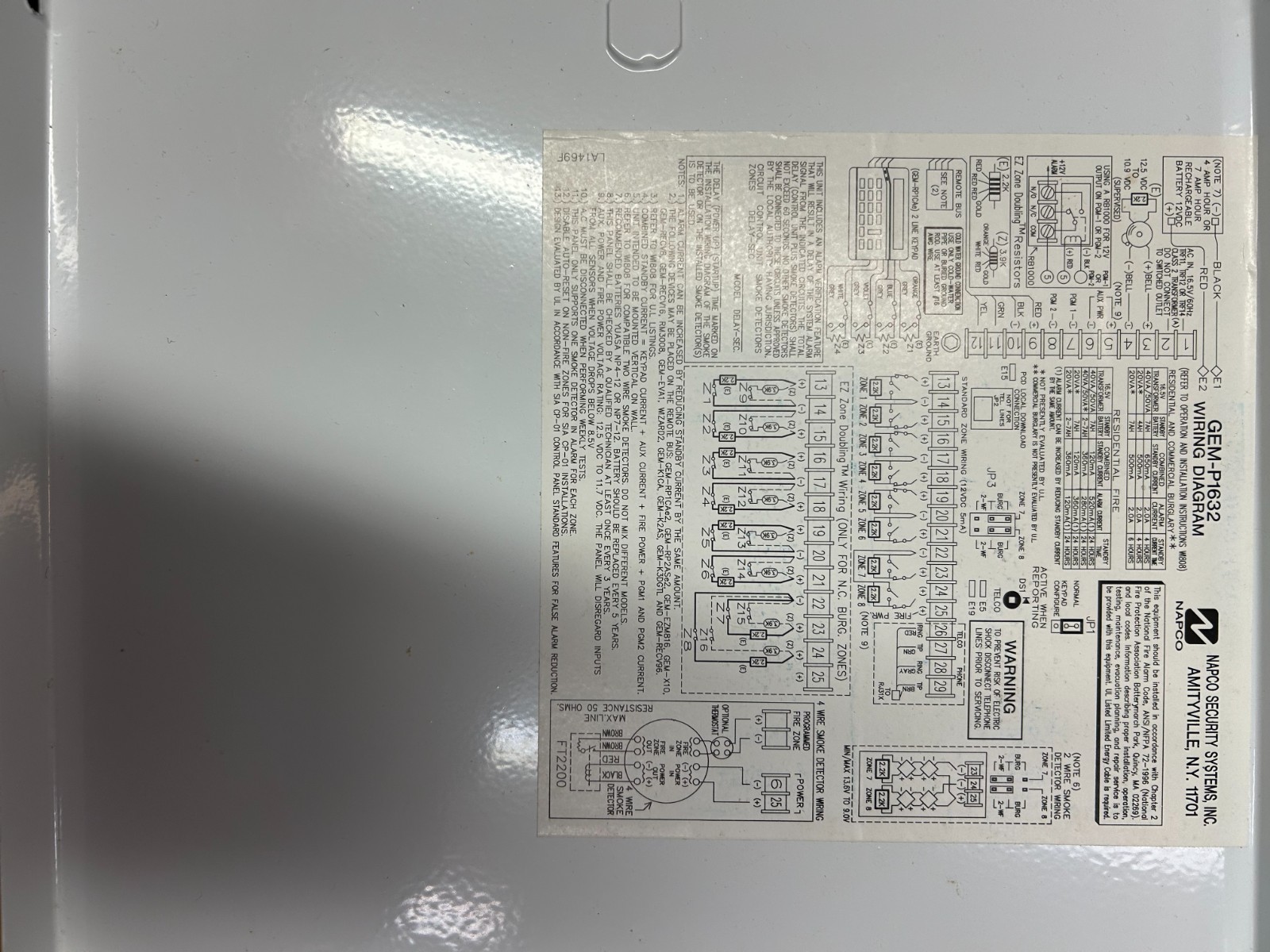 Napco GEM-P1632 Gemini Security Board Panel and Enclosure Case