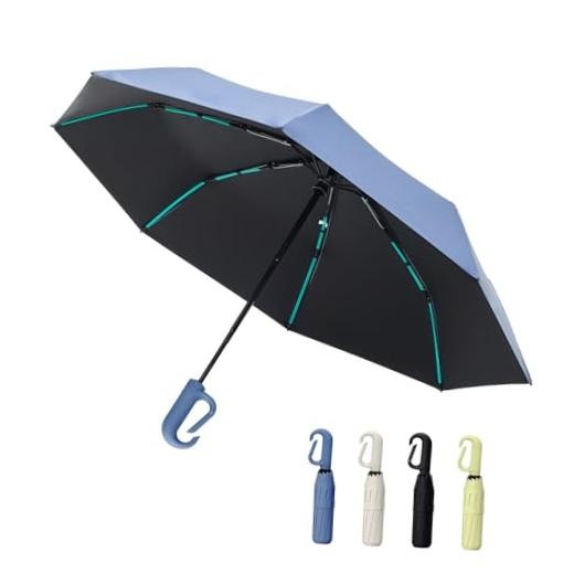 Compact Automatic Folding Travel Umbrella-Windproof Rainproof, PF50+ Sun blue1
