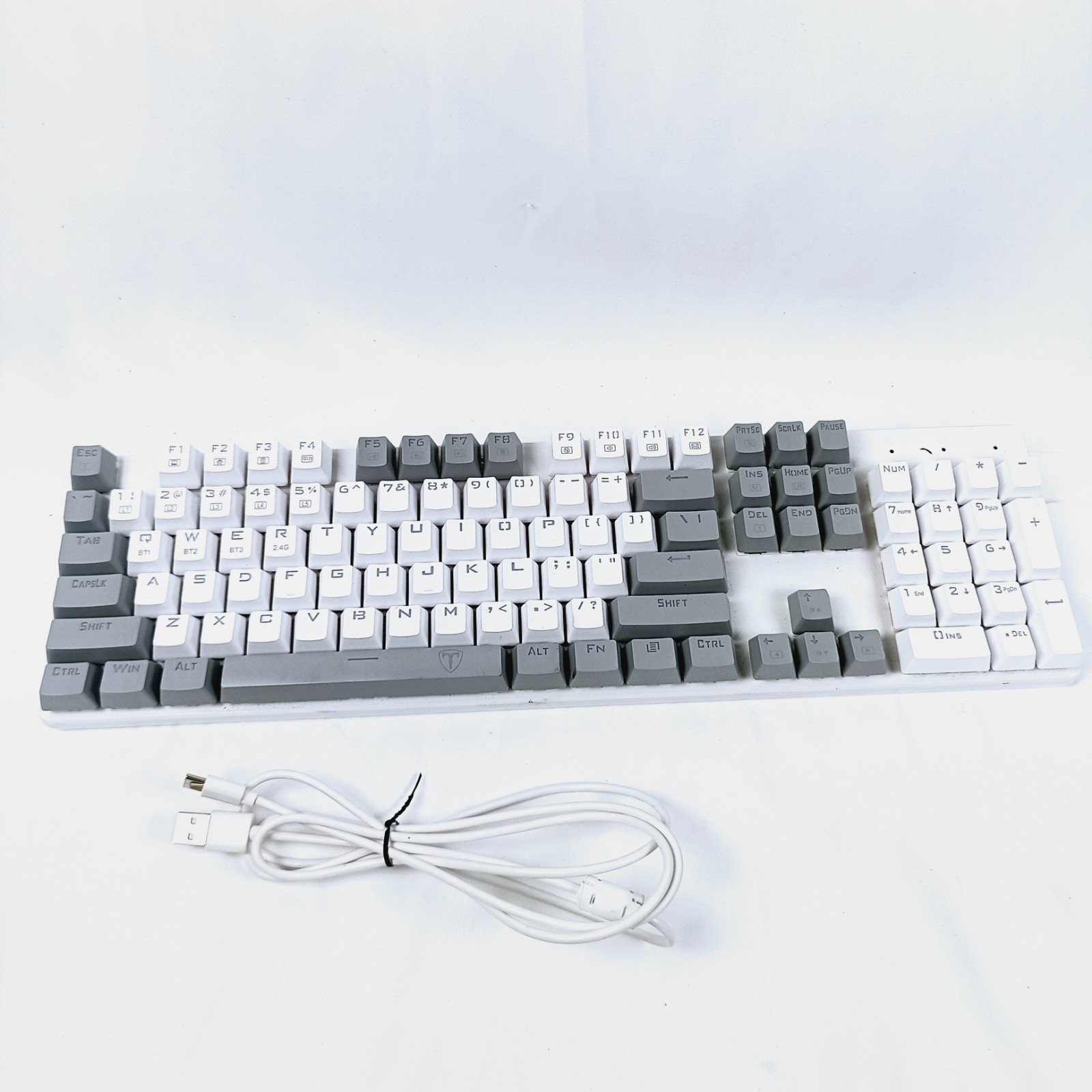 ET Tech PC372A Wireless Mechanical Gaming Keyboard White Gray Tested EUC