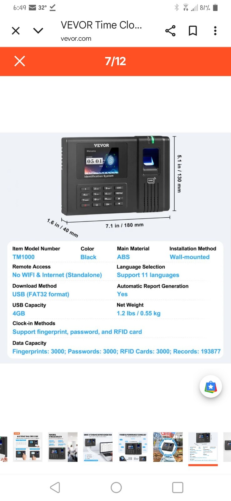 Time Clock, Fingerprint Time Clock