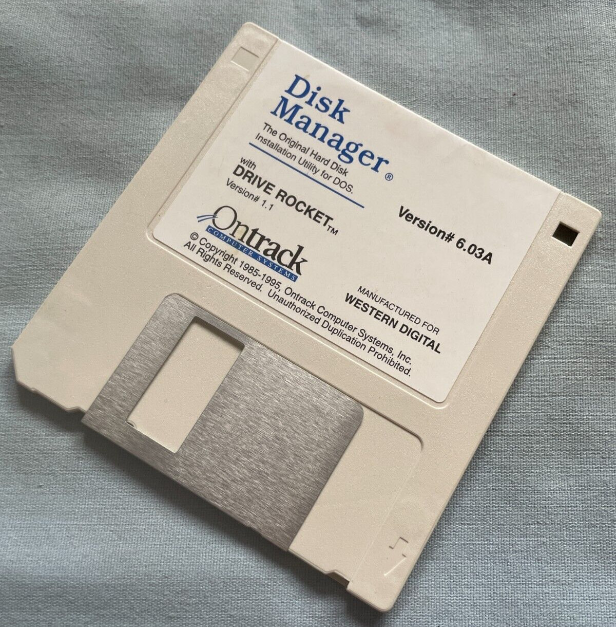 DISK MANAGER VERSION 6.03A - 1995 DOS PC Computer Ontrack Software 3.5" UNTESTED