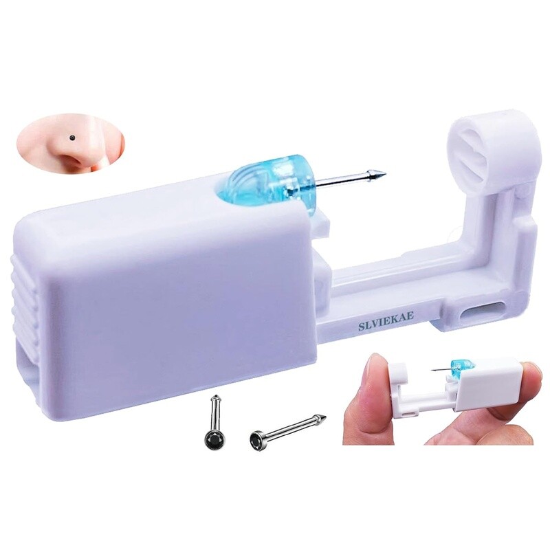 Nose Piercing Kit Self Piercing Gun Tool W/ Nose Stud & Cleaning Tablets New