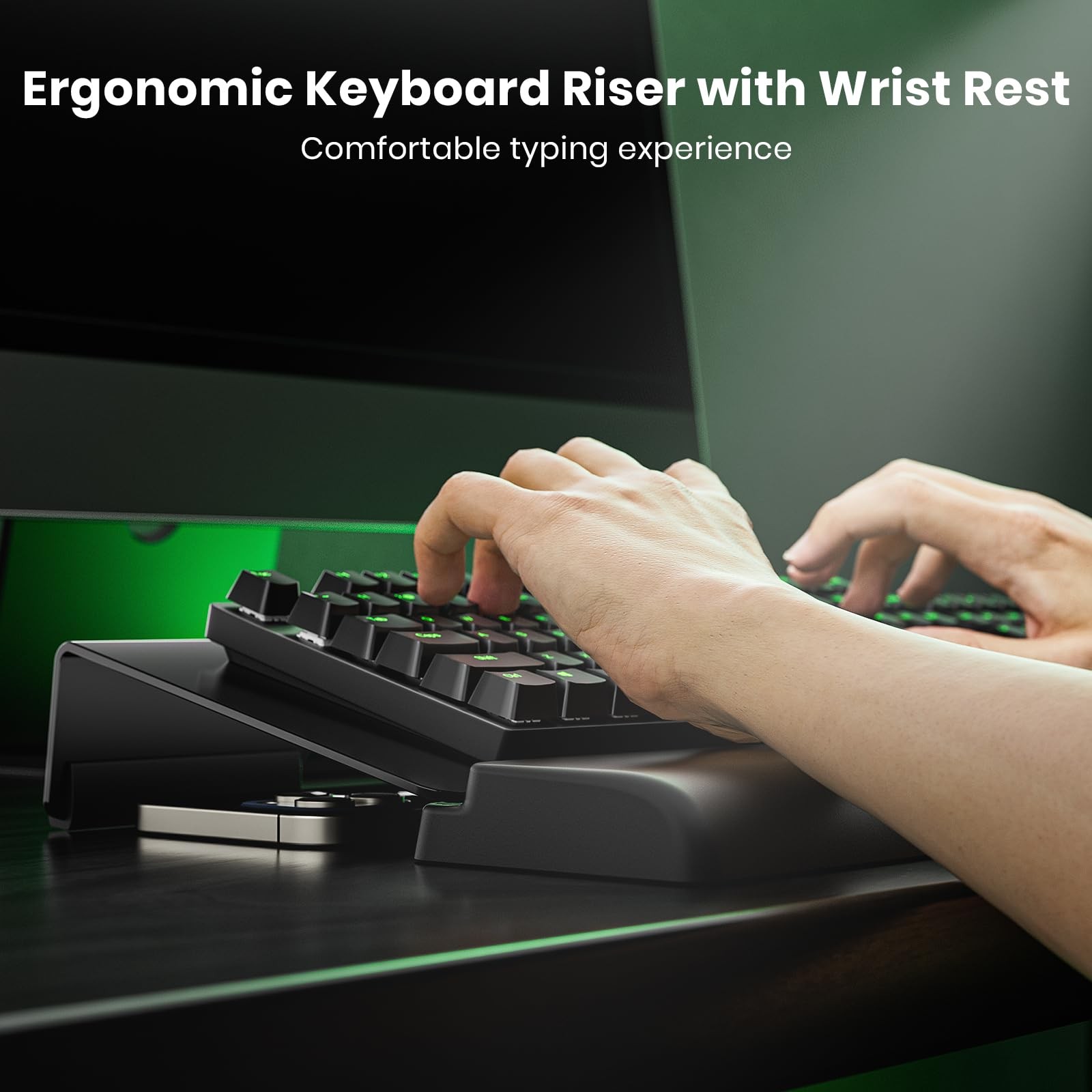 Compact Keyboard Stand w/Silicone Wrist Rest & 3-Level Height Adjustment, Kle...
