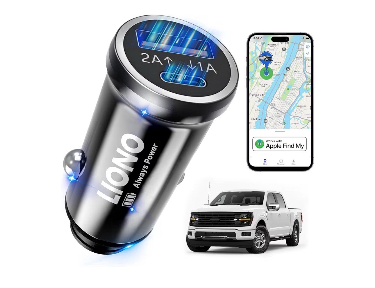 Car GPS Tracker & Charger with Built-in Rechargeable Battery, IOS And Android
