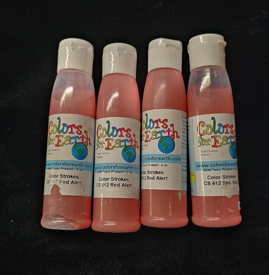 Ceramic Paint, Colors for Earth Color Strokes, 2 oz., CS 612, Red Alert Set of 4