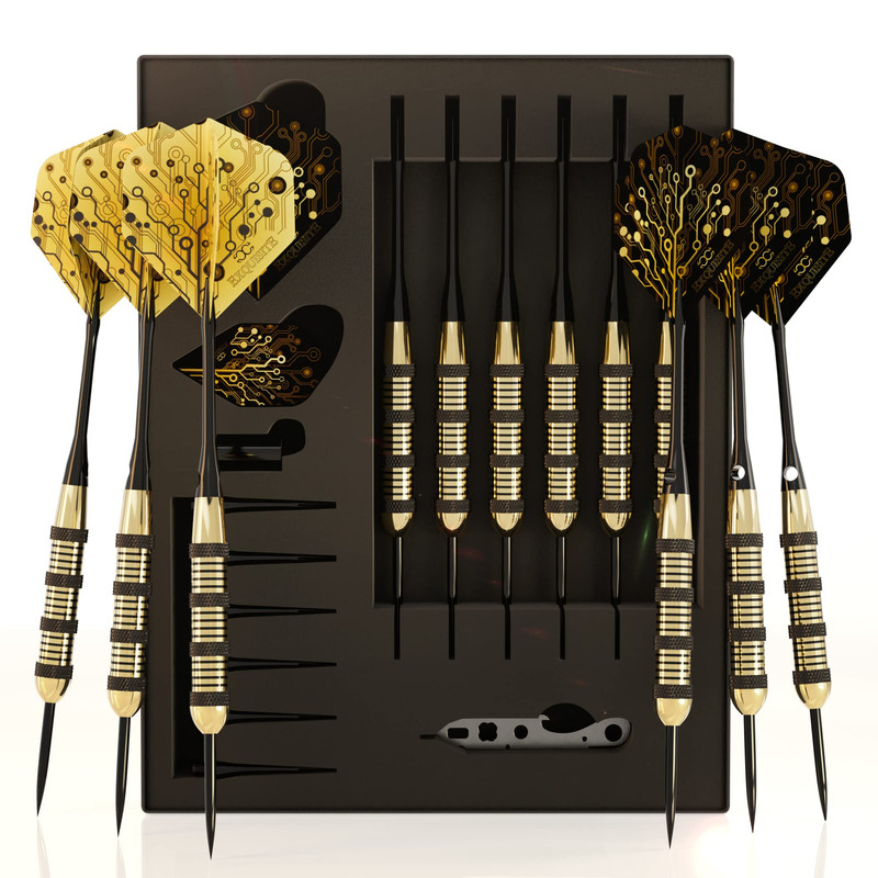 Cc-Exquisite Premium Steel Tip Darts Set - Professional Darts Brass Barrels