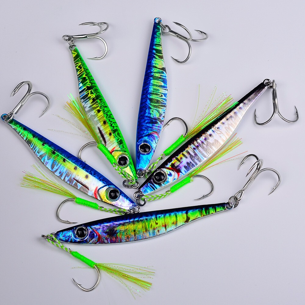 5pcs Metal Jig Lure Casting Spoon Jigging Bass Saltwater Fishing Tackle 10g-40g