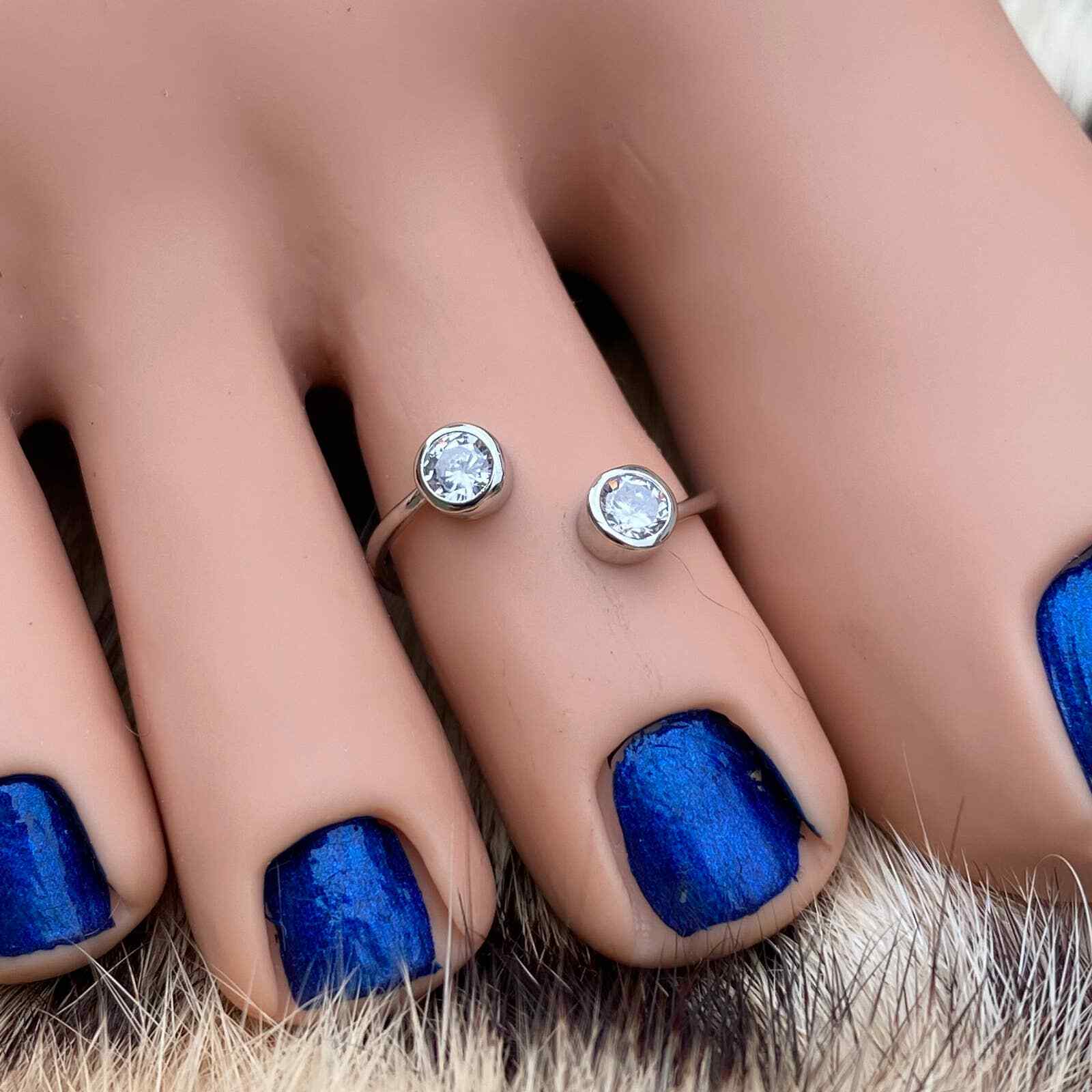 Double CZ Sterling Silver Toe Ring Midi Ring