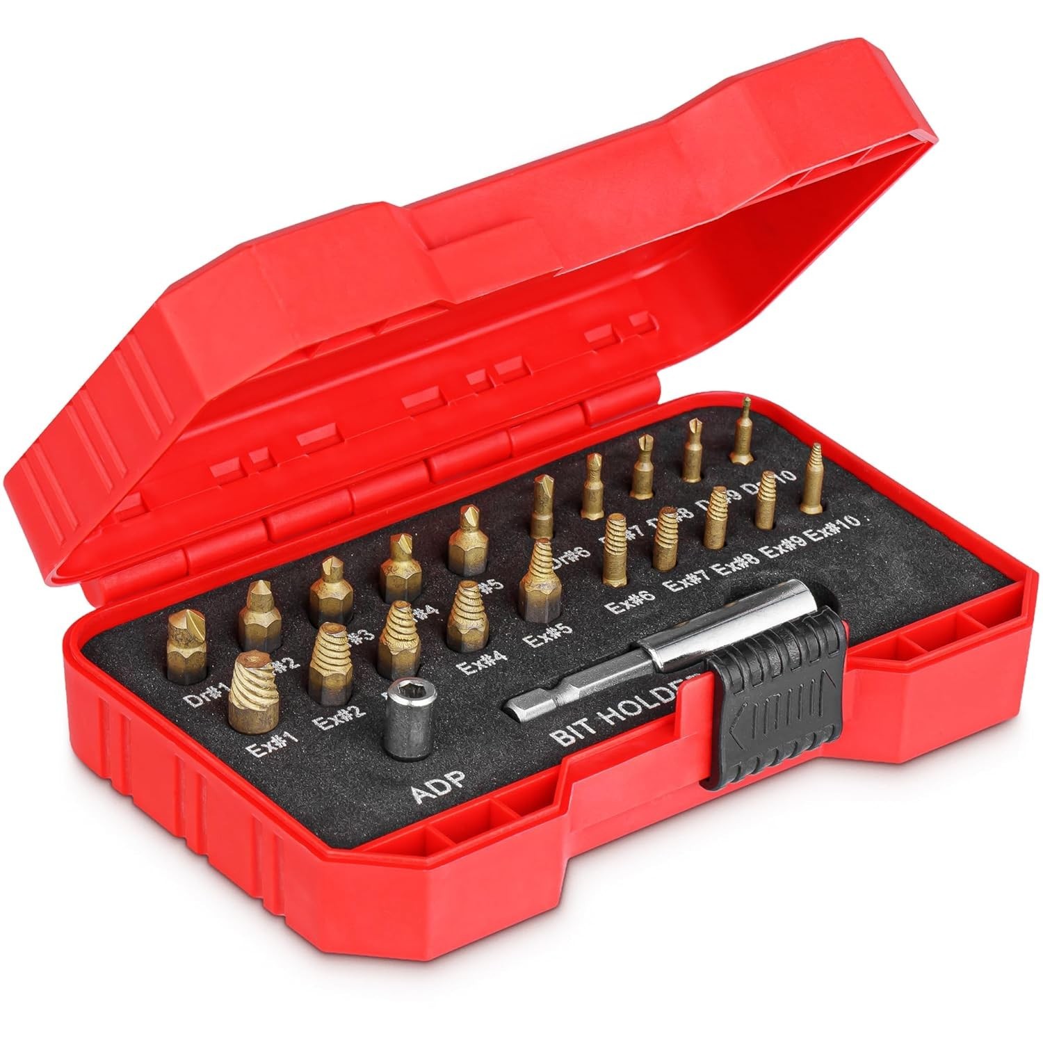 Titanium Screw Extractor Set for Stripped, Broken, Damaged Screws - 22 pc, Si...
