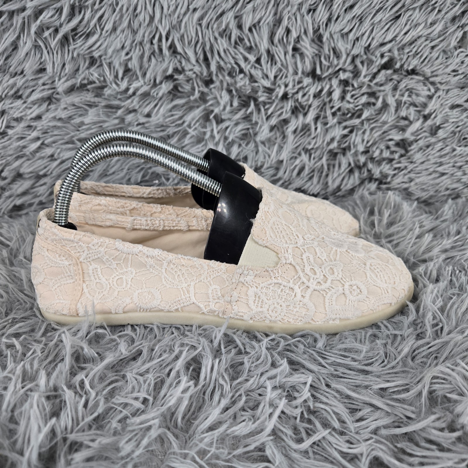 Airwalk Womens 9 Cream Floral Crochet Lace Slip On Alpargata Flats