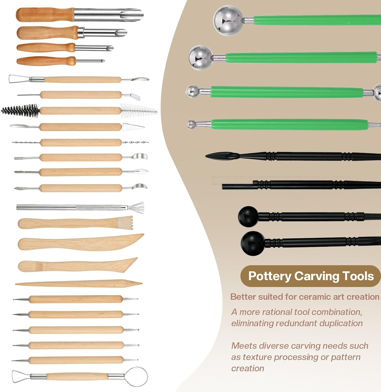 42Pcs Pottery Tools Kit for Sculpting,Clay Tools Sculpting Kit,Ceramic Tools for