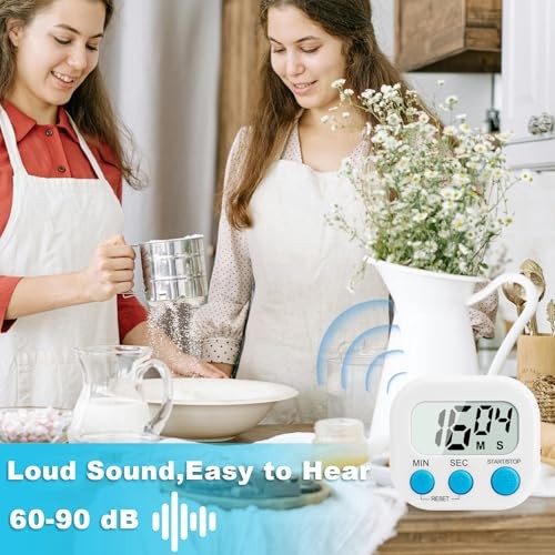 6 Pack Digital Kitchen Timer Multi White-2pcs & Blue-2pcs & Pink & Green