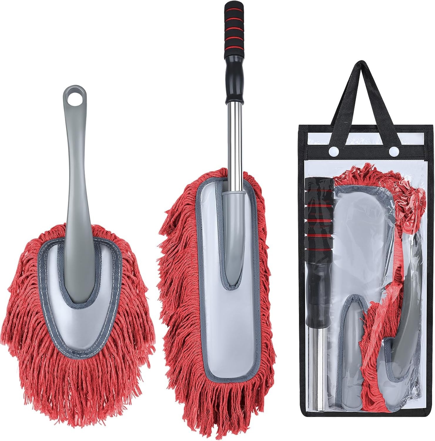 2 Pack Large Car Duster Exterior Scratch Free with Extendable Handle and Car ...
